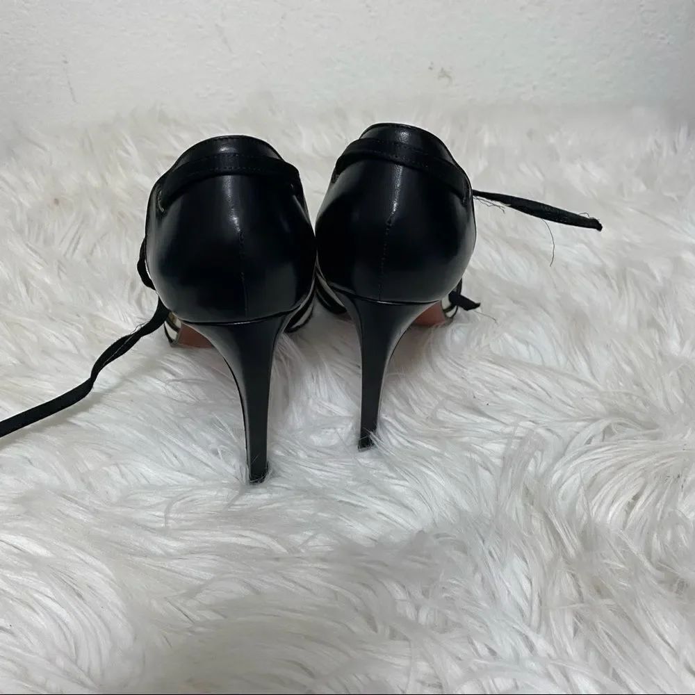 Gianfranco Ferre White Black Leather Pointed Toe Heels EUR 37.5 US 7 - Picture 4 of 8